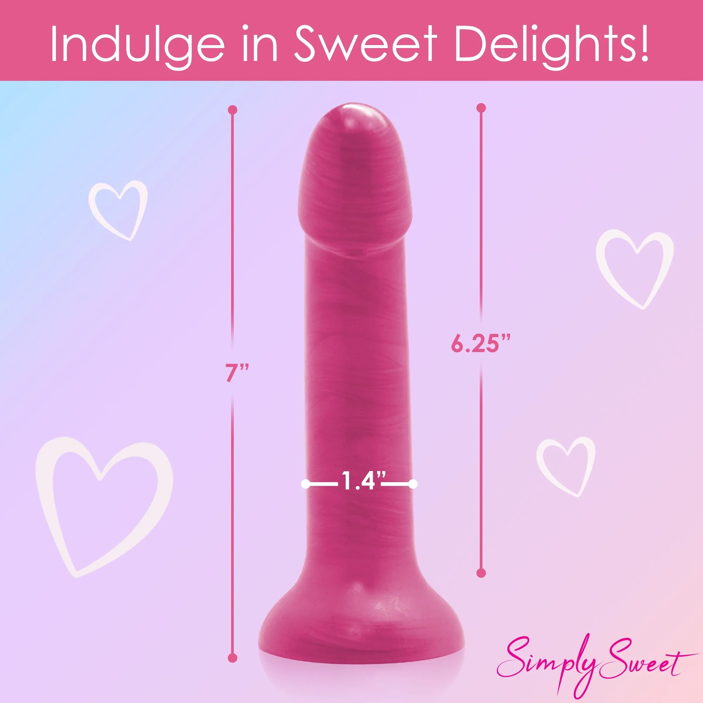 7" Metallic Silicone Dildo - Pink