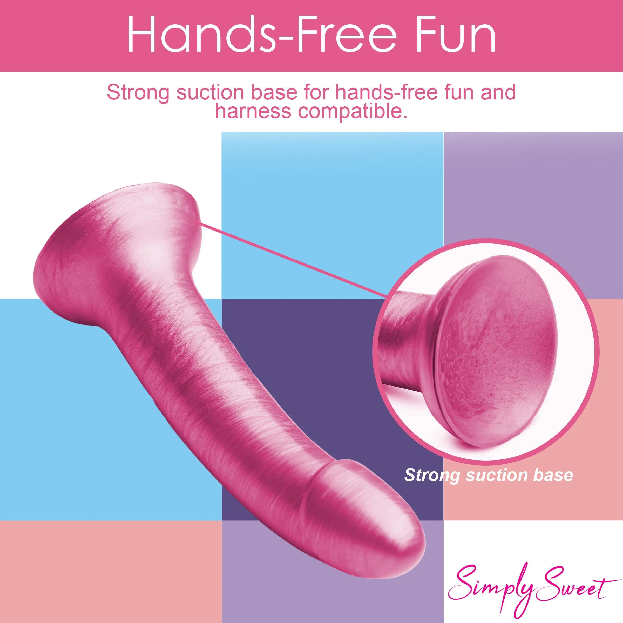 7" Metallic Silicone Dildo - Pink