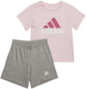 Adidas Infants Essentials T Shirt and Shorts Set Clear Pink Preloved Fuchsia