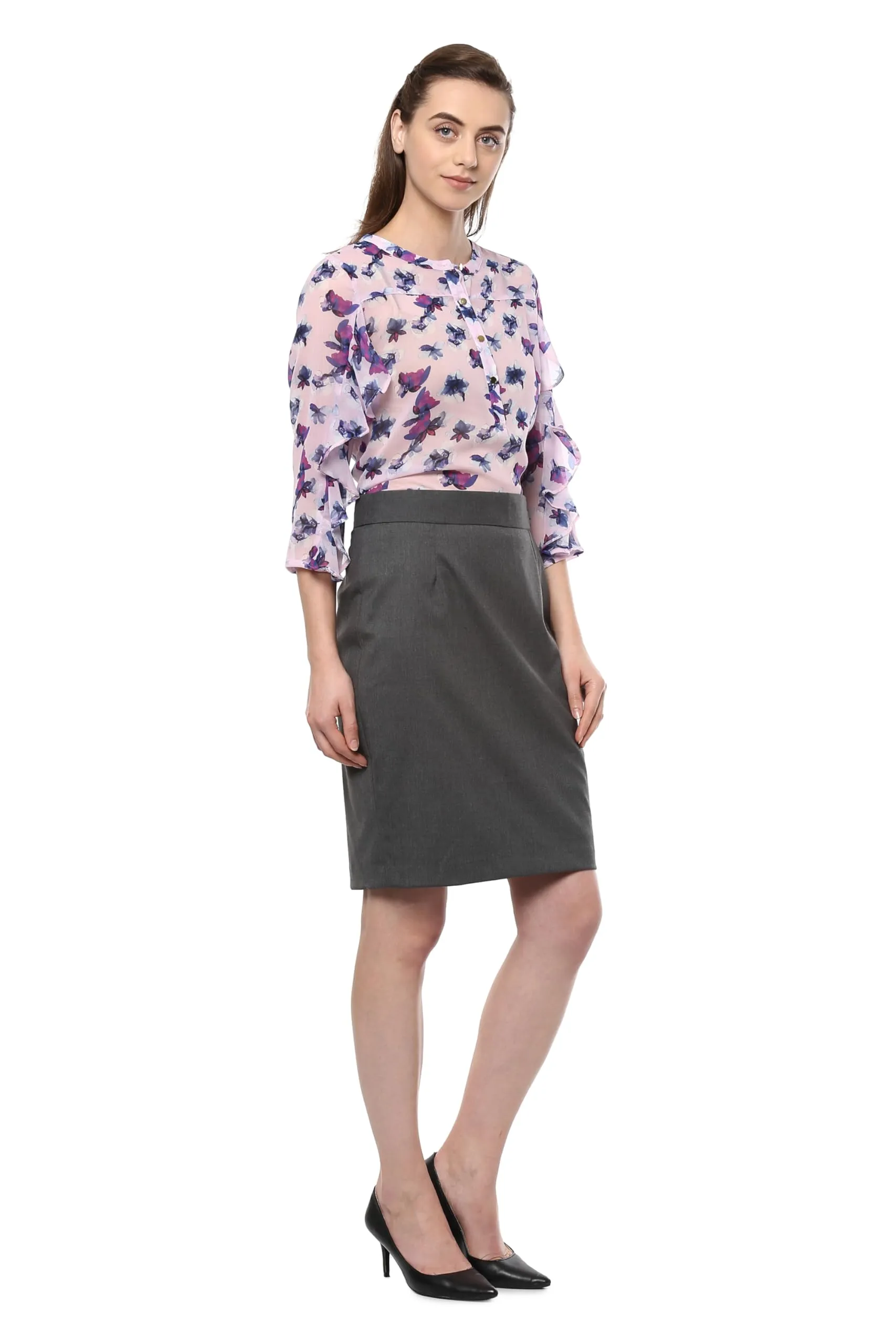 Allen Solly Synthetic a-line Skirt (AWSK1R02238_Grey_28)