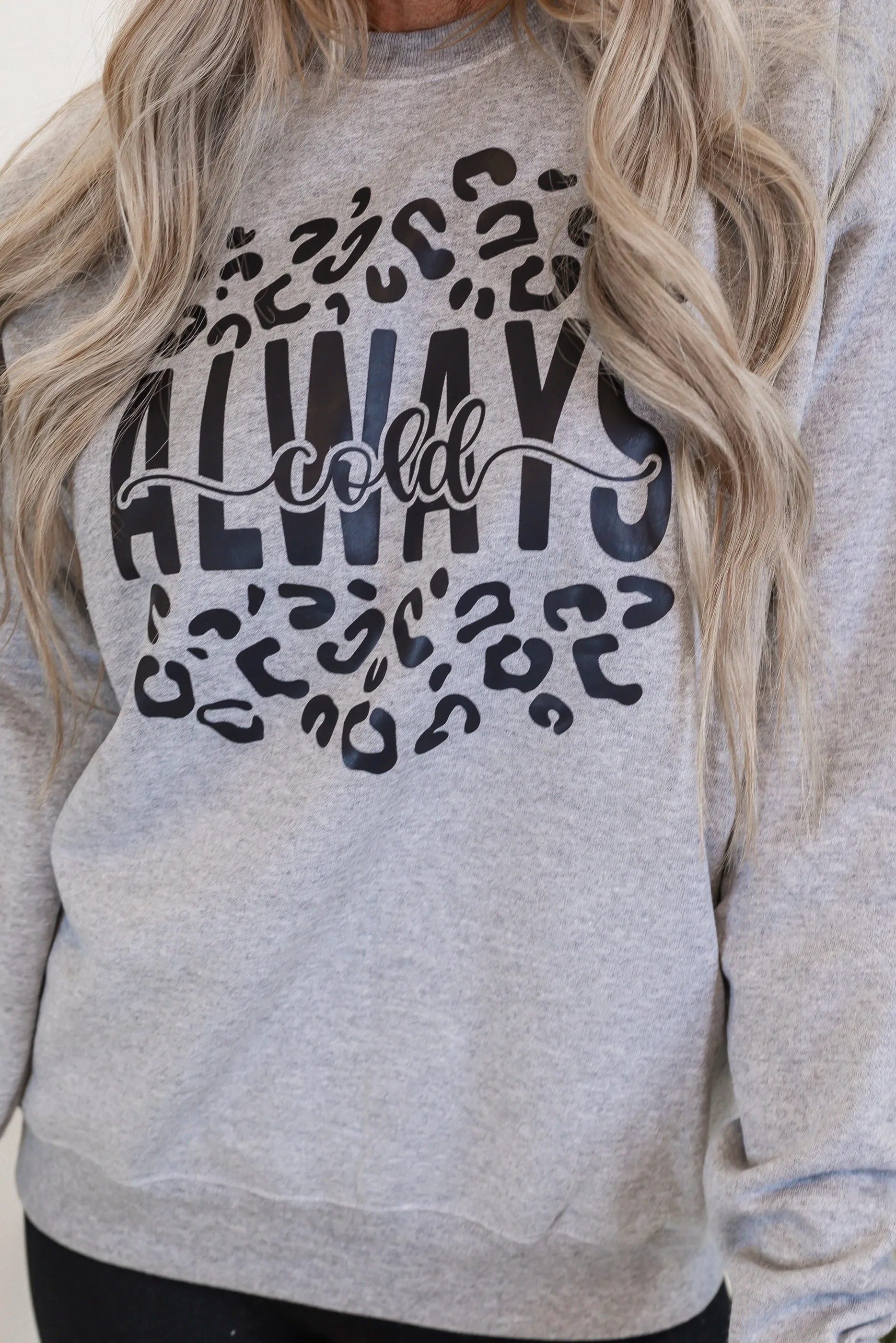 Always Cold Leopard Holiday Graphic Crewneck Sweatshirt