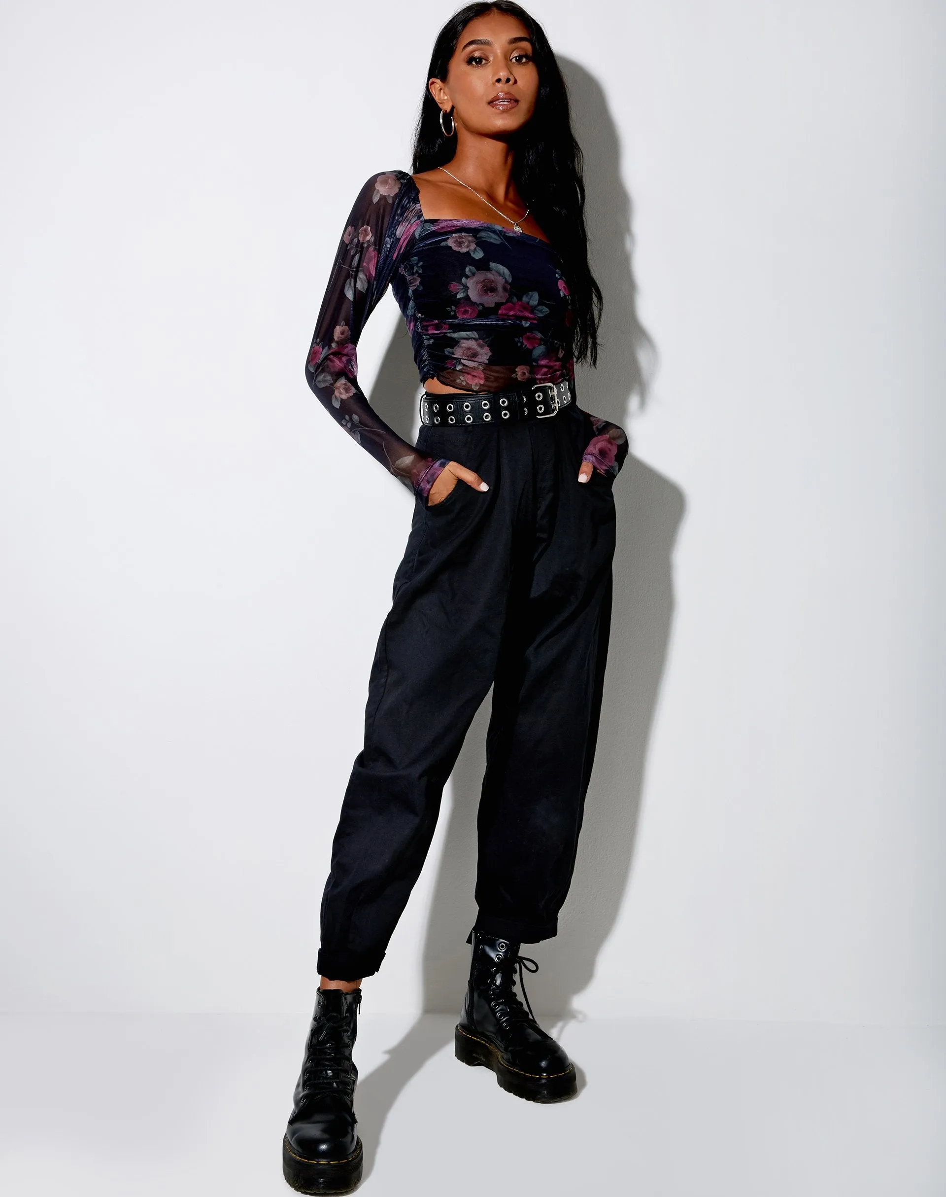 Amara Crop Top in Gothic Rose