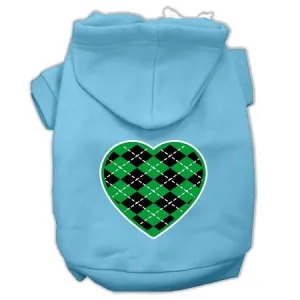 Argyle Heart Green Screen Print Pet Hoodies Baby Blue Size XXXL (20)