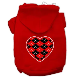 Argyle Heart Red Screen Print Pet Hoodies Red Size XXL (18)