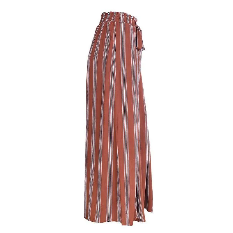 Boho Beachy Stripes Pants Palazzo