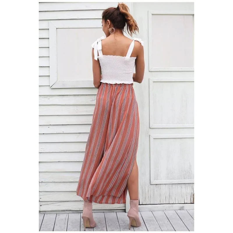 Boho Beachy Stripes Pants Palazzo