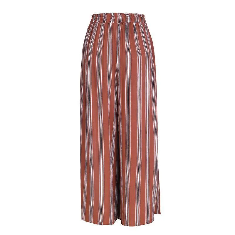 Boho Beachy Stripes Pants Palazzo