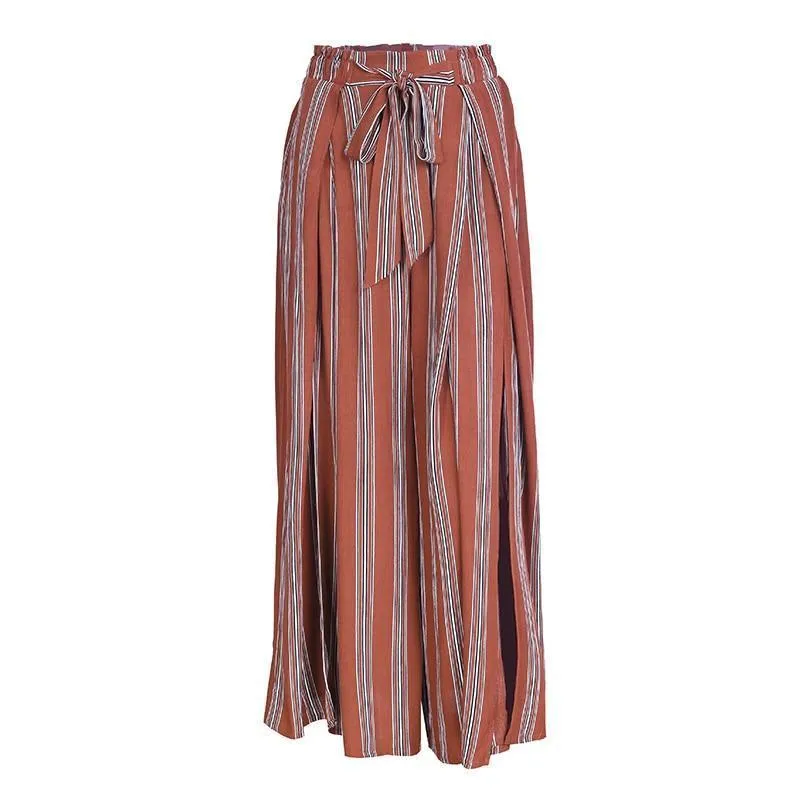 Boho Beachy Stripes Pants Palazzo