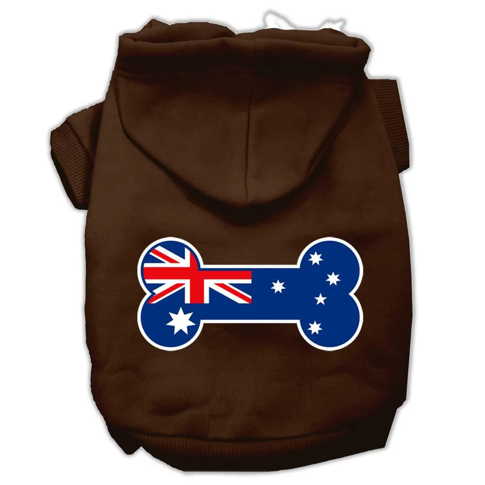 Bone Shaped Australian Flag Screen Print Pet Hoodies Brown Size S (10)