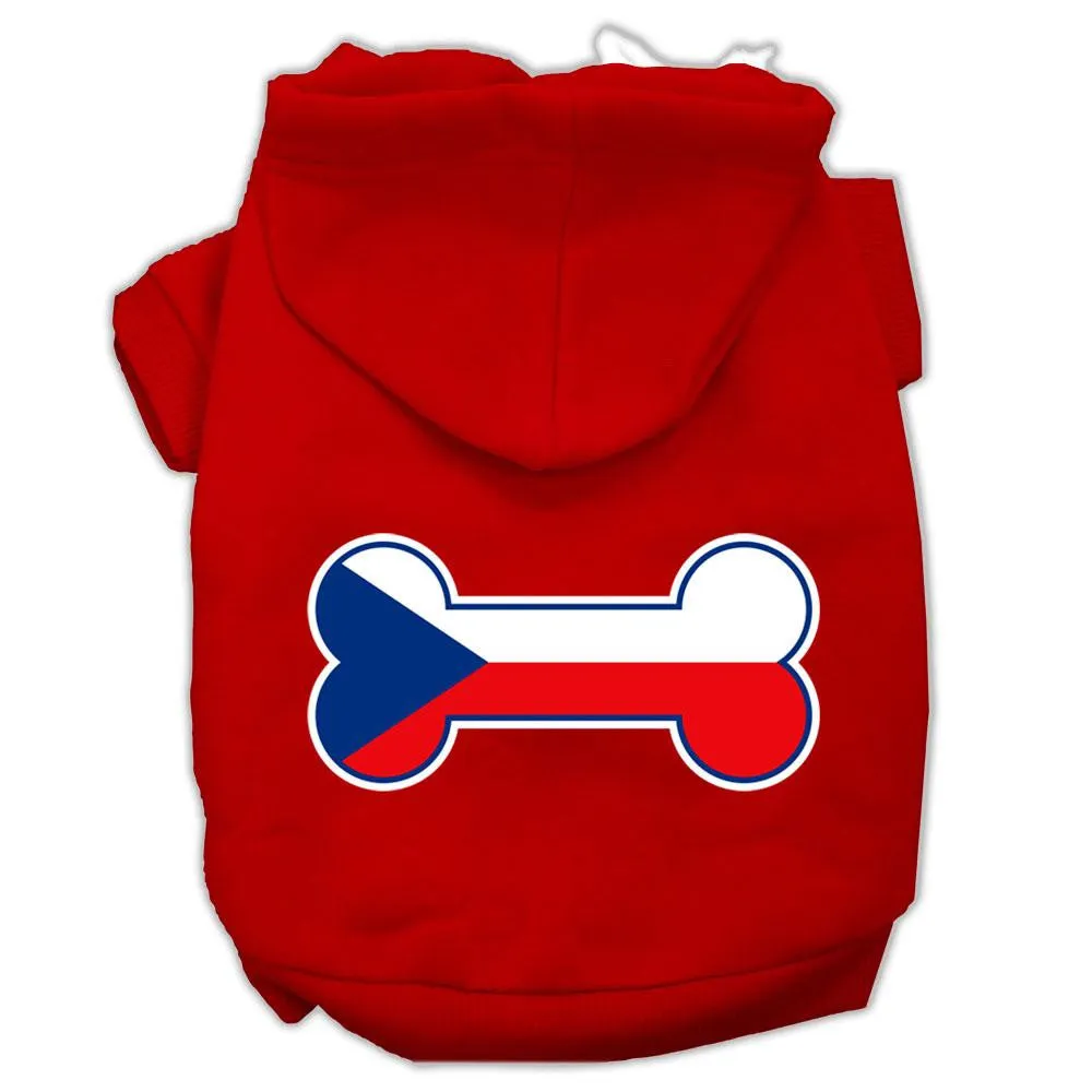 Bone Shaped Czech Republic Flag Screen Print Pet Hoodies Red XL (16)