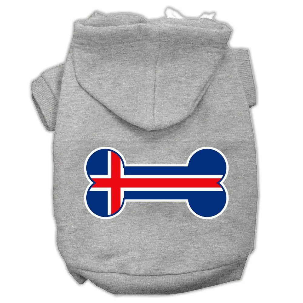 Bone Shaped Iceland Flag Screen Print Pet Hoodies Grey L (14)