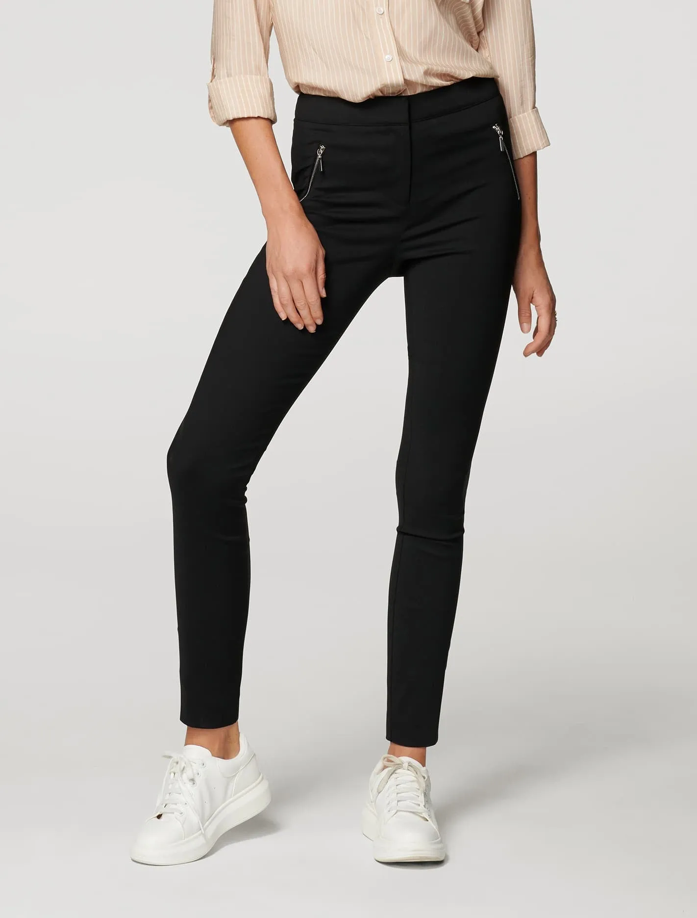 Brooklyn Zip Detail Slim Leg Pants