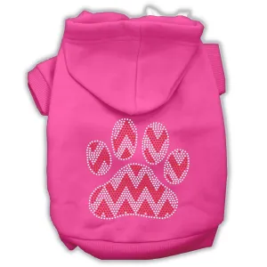 Candy Cane Chevron Paw Rhinestone Dog Hoodie Bright Pink Xxl (18)