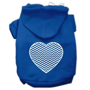 Chevron Heart Screen Print Dog Pet Hoodies Blue Size Lg (14)