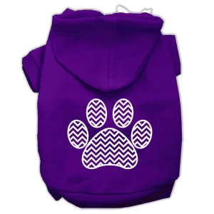 Chevron Paw Screen Print Pet Hoodies Purple Size XXL (18)