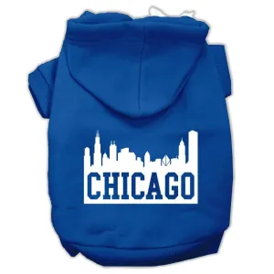 Chicago Skyline Screen Print Pet Hoodies Blue Size Lg (14)