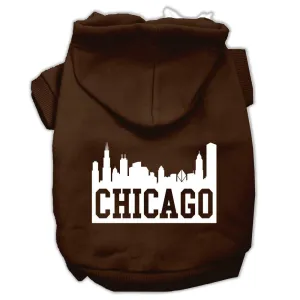 Chicago Skyline Screen Print Pet Hoodies Brown Size XS (8)