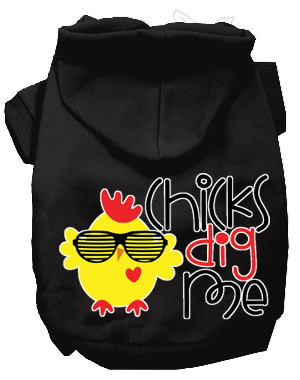 Chicks Dig Me Screen Print Dog Hoodie Black L