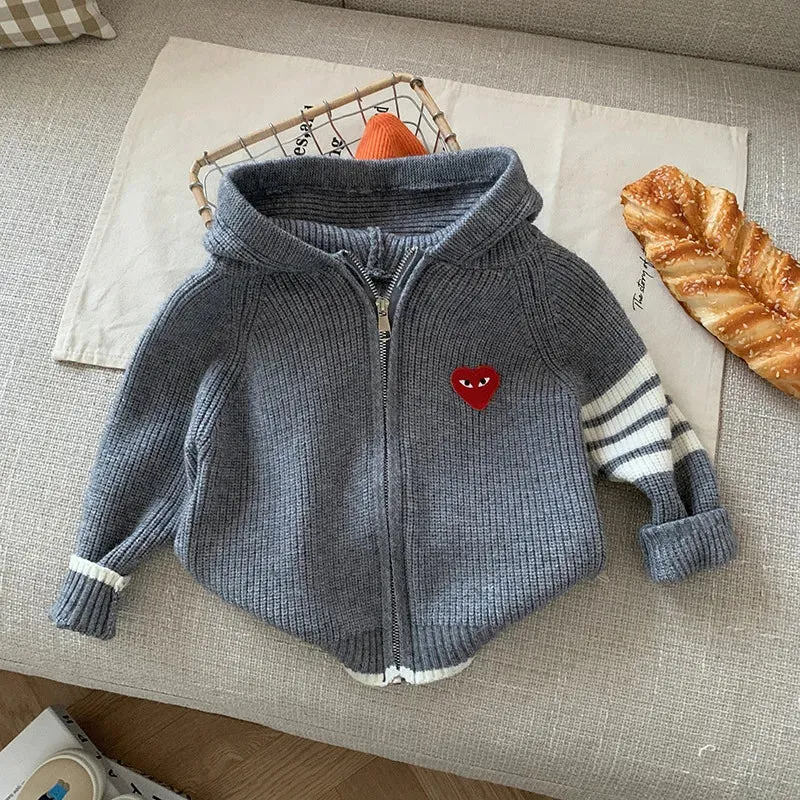 Children's Thick Sweater 12M-7Y Boys' Autumn/Winter Hoodie Female Baby Fashion Sports Knitted Jacket