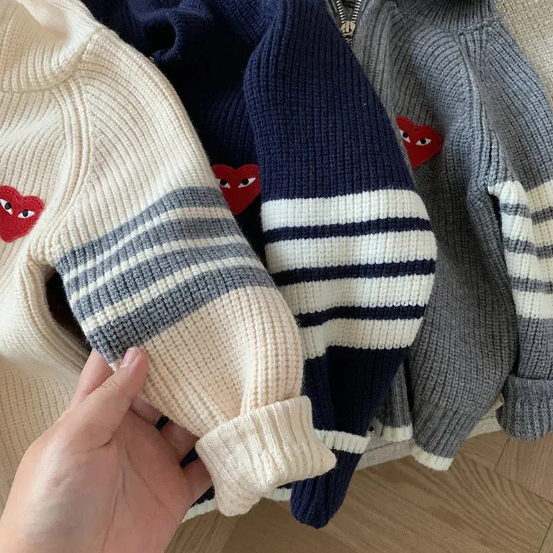 Children's Thick Sweater 12M-7Y Boys' Autumn/Winter Hoodie Female Baby Fashion Sports Knitted Jacket