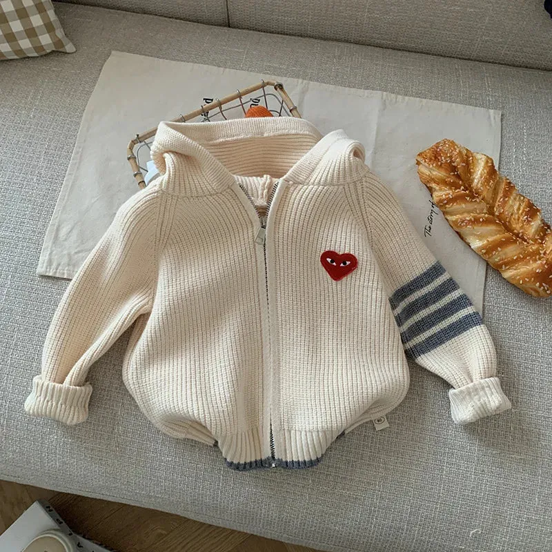 Children's Thick Sweater 12M-7Y Boys' Autumn/Winter Hoodie Female Baby Fashion Sports Knitted Jacket