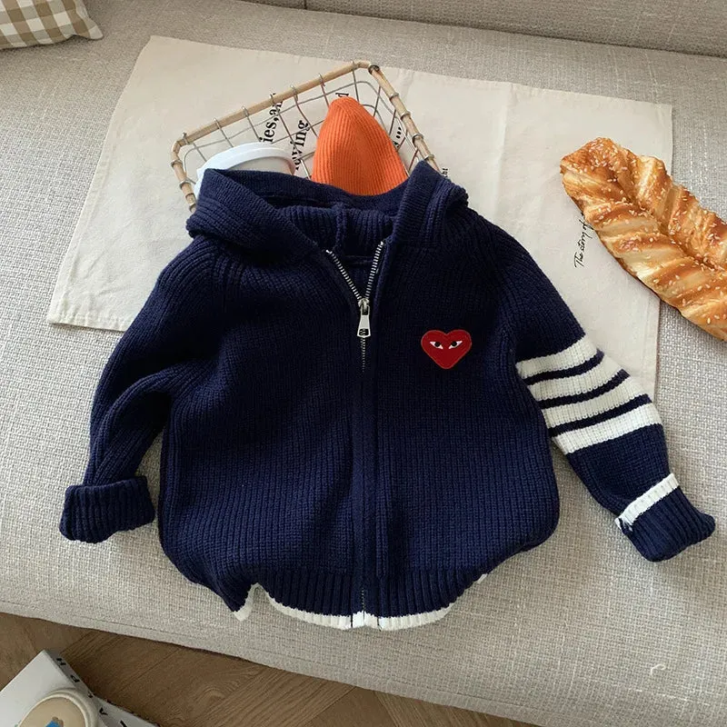 Children's Thick Sweater 12M-7Y Boys' Autumn/Winter Hoodie Female Baby Fashion Sports Knitted Jacket