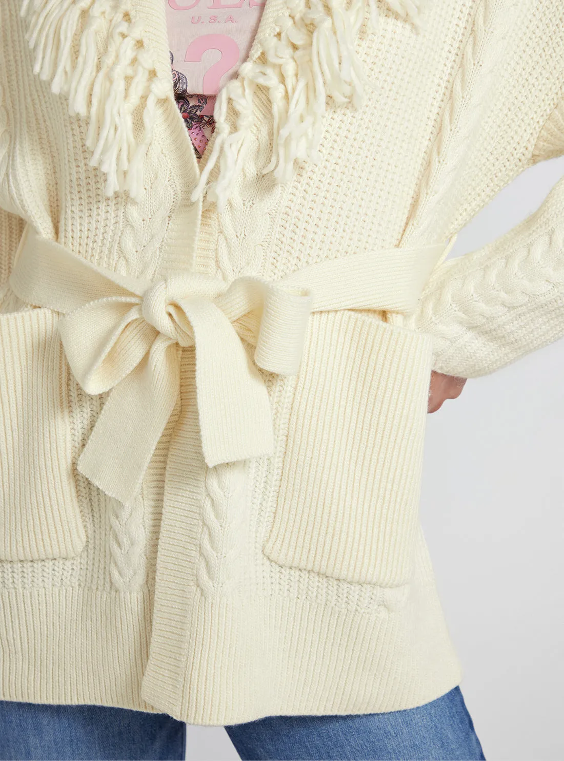 Cream White Long Sleeve Cardigan