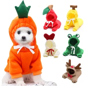 Cute Fruit Dog Clothes for Small Dogs Hoodies Warm Fleece Pet Clothing Puppy Cat Costume Coat for Puppy Small Medium Dogs Cats