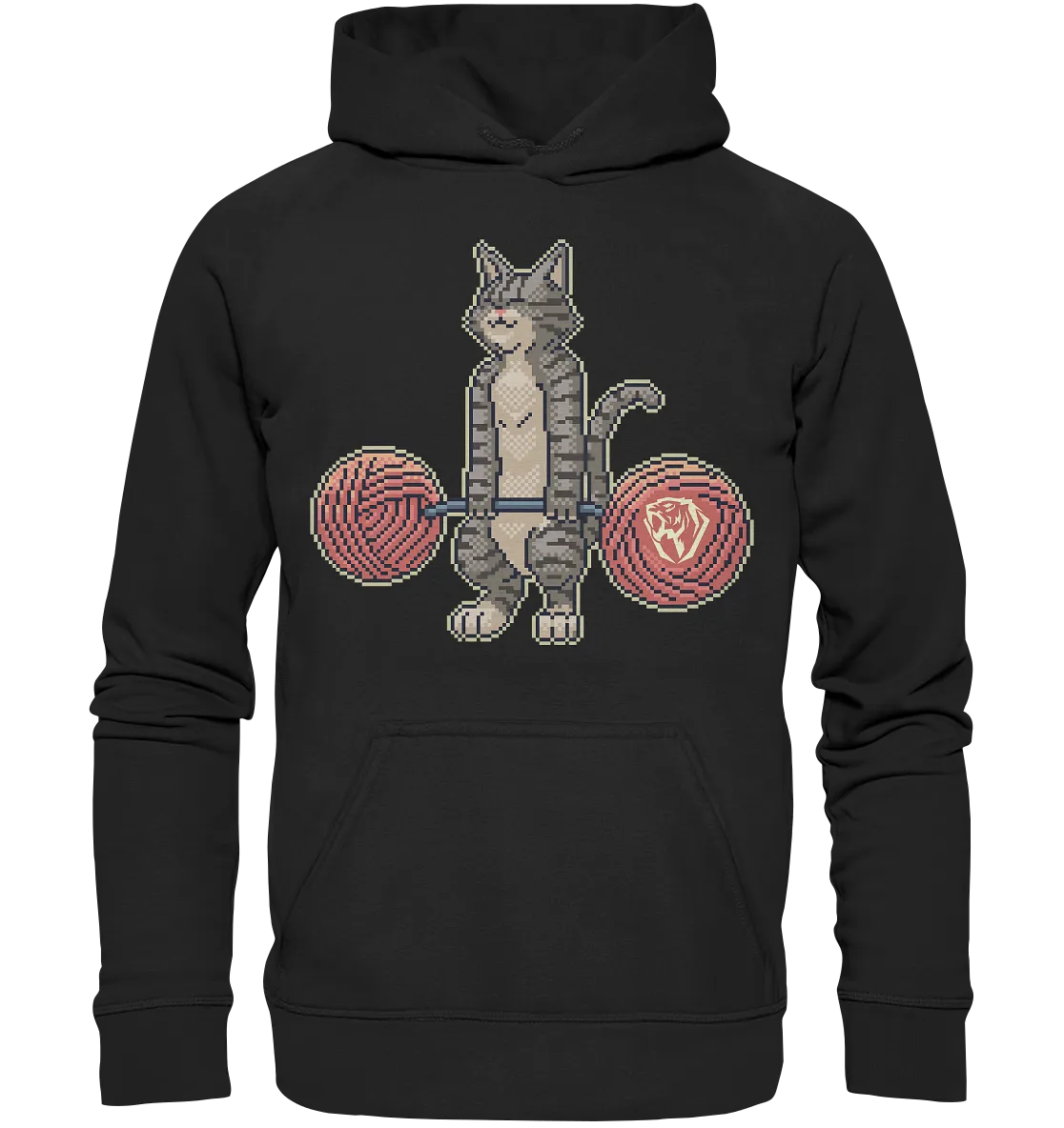 Deadlifting Tabby Cat [16-bit Pixel edition] Hoodie (EU)