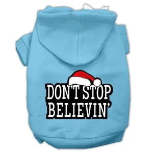 Don't Stop Believin' Screenprint Pet Hoodies Baby Blue Size S (10)