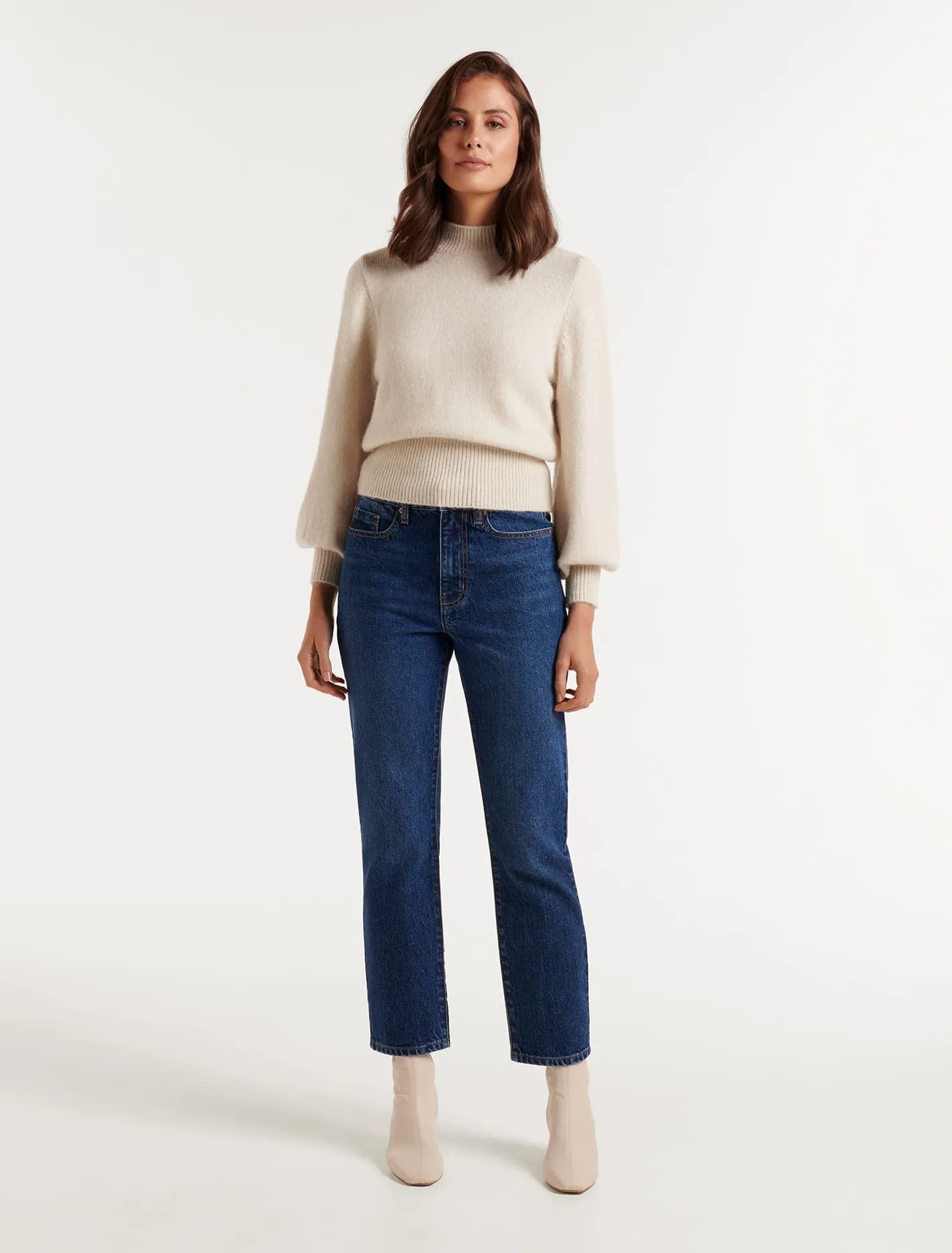 Ella Petite Cinched Blouson Sleeve Knit Jumper