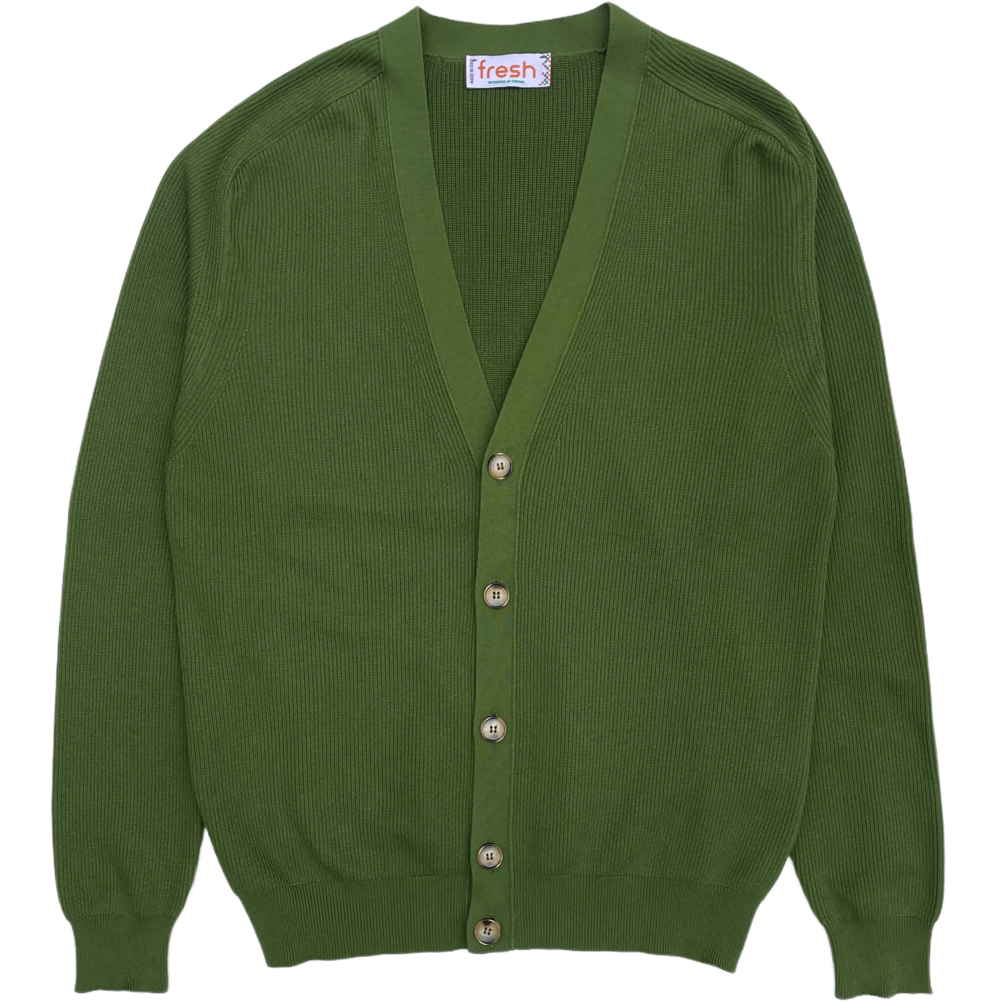 FRESH Scott Luxury Cotton Cardigan In Green