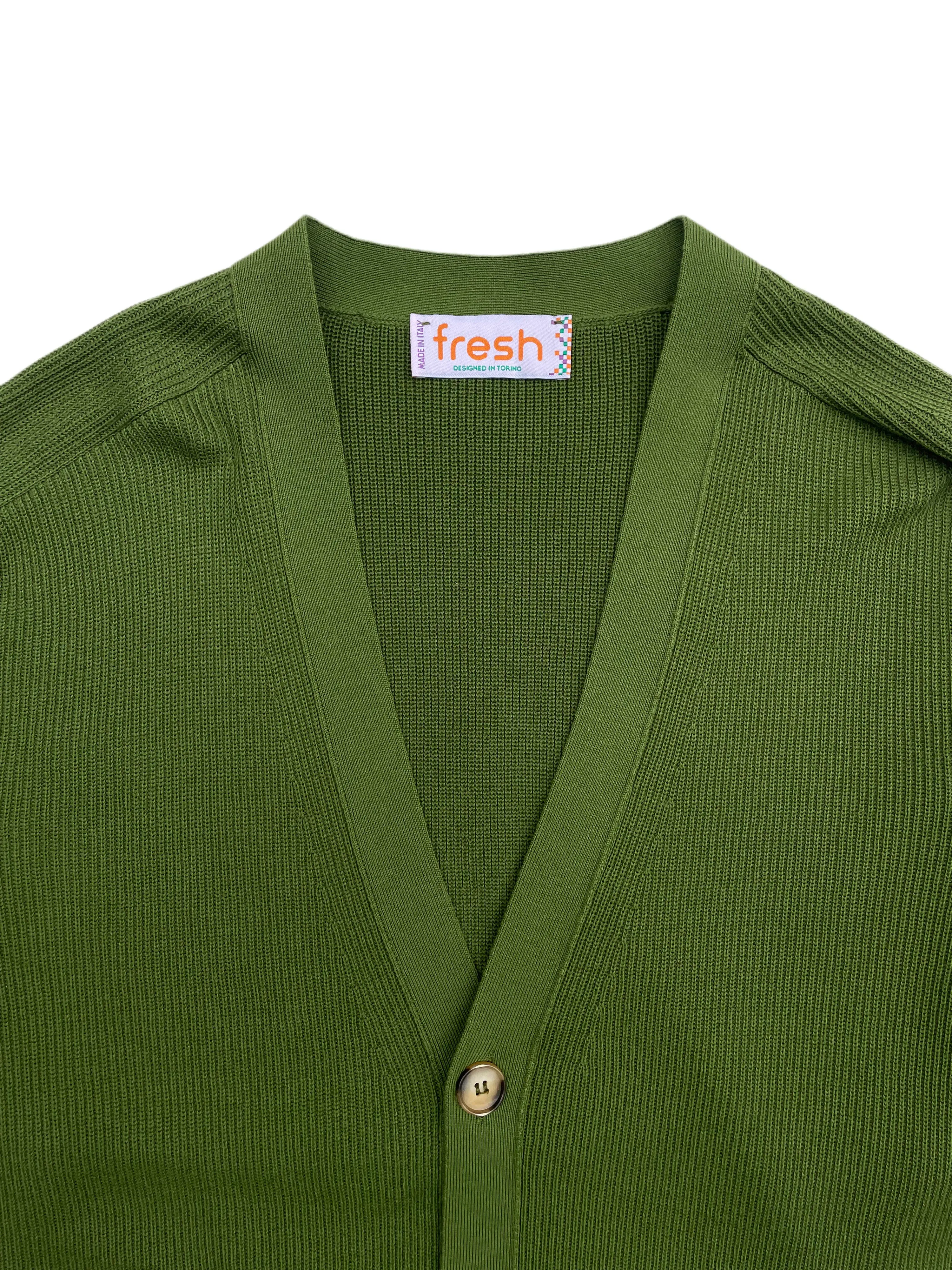 FRESH Scott Luxury Cotton Cardigan In Green