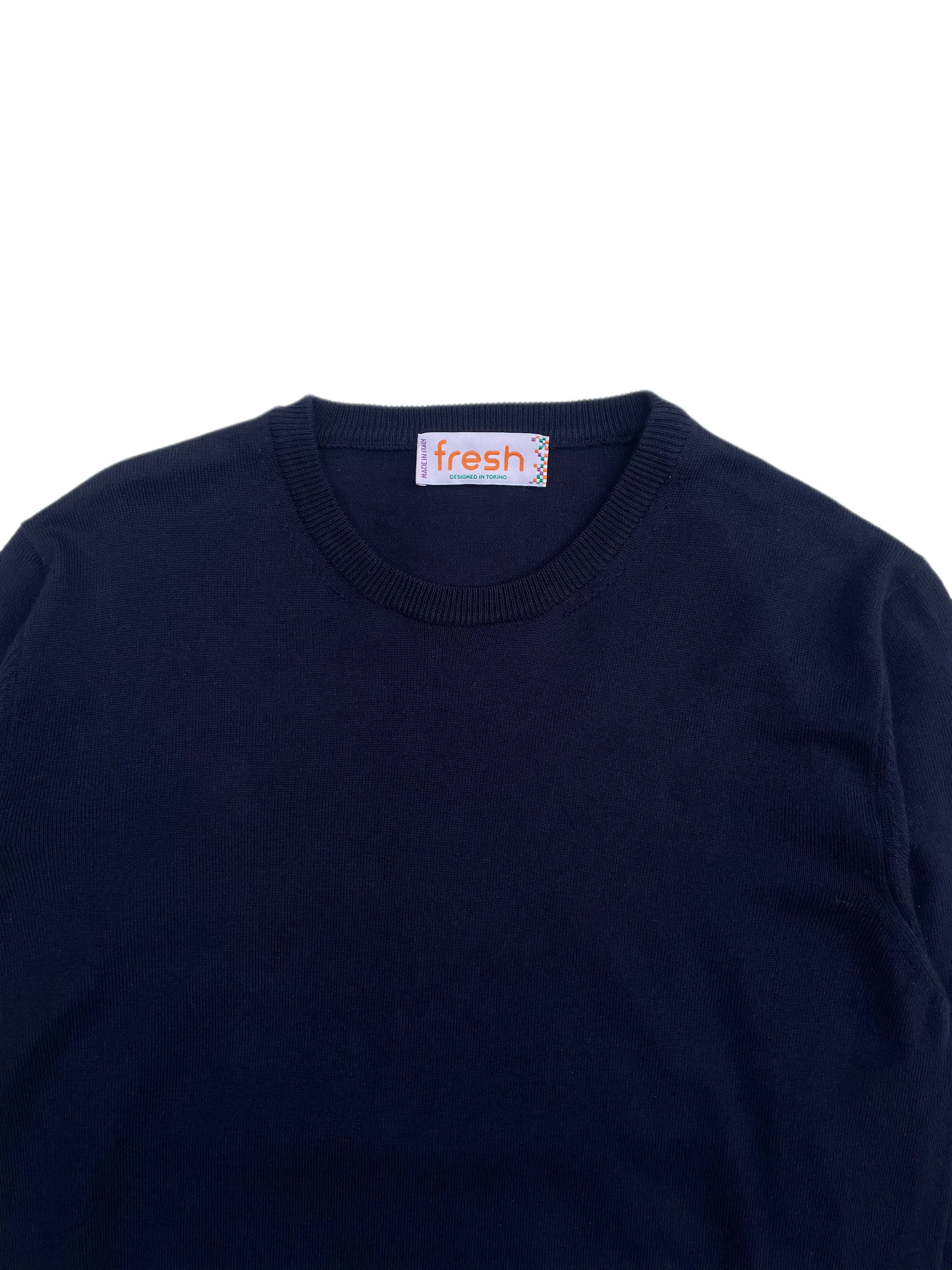 FRESH Tom Extra Fine Cotton Crew Neck Sweater In Navy