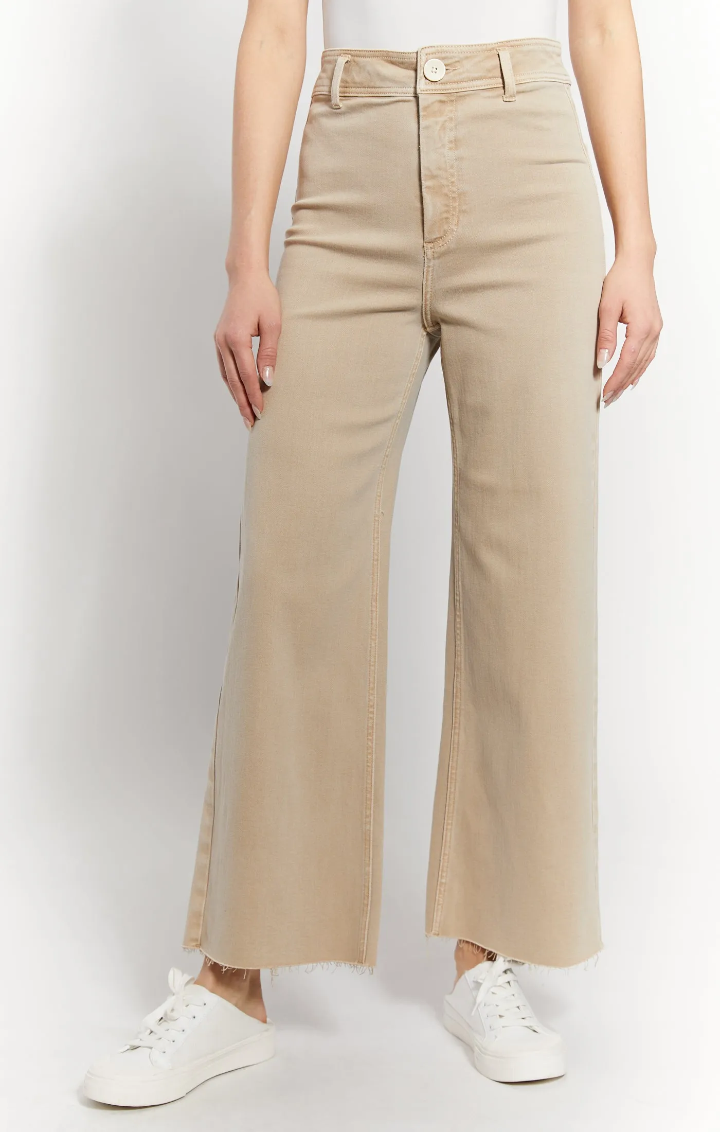 High Rise Wide Leg Raw Hem