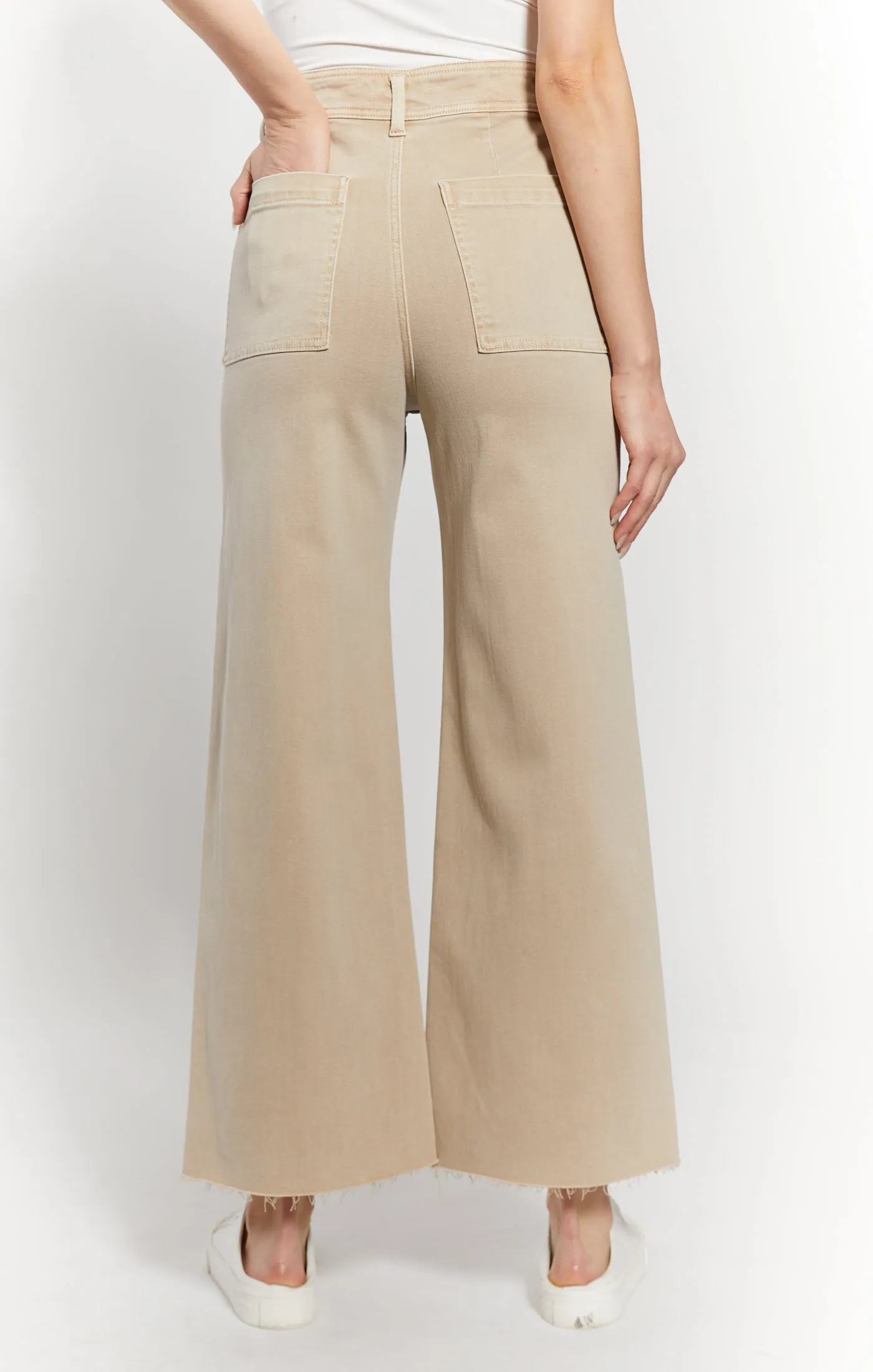 High Rise Wide Leg Raw Hem