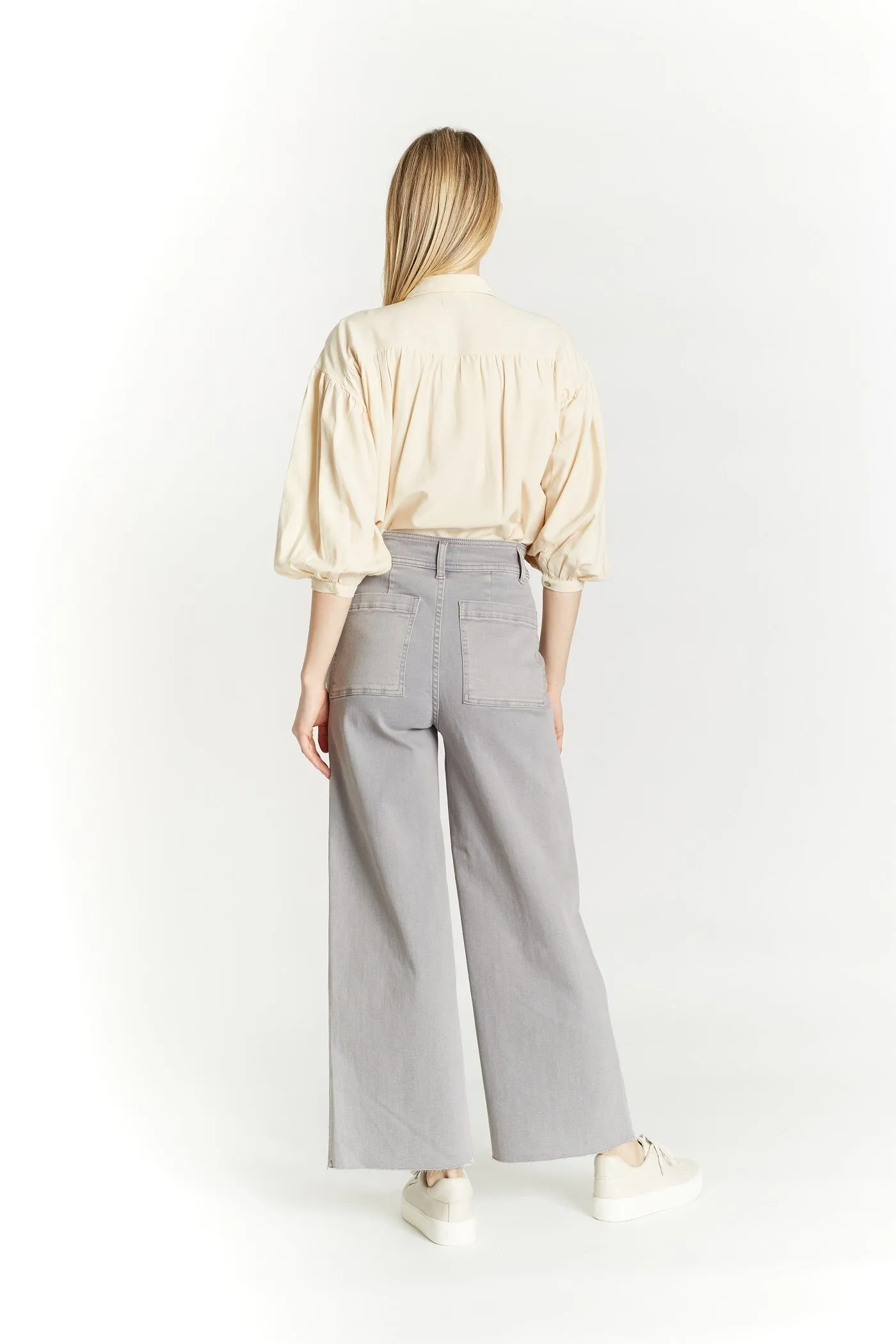 High Rise Wide Leg Raw Hem