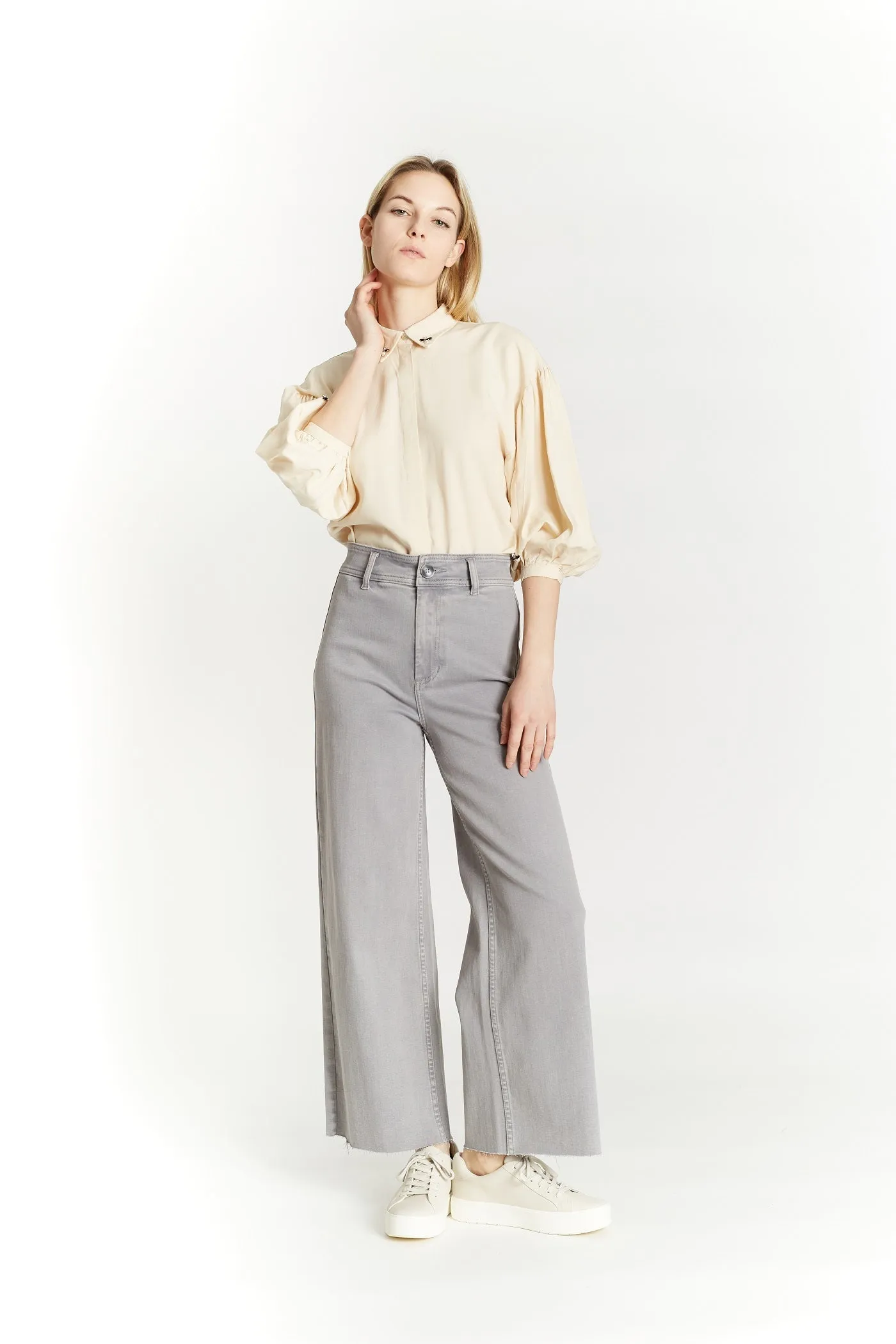 High Rise Wide Leg Raw Hem