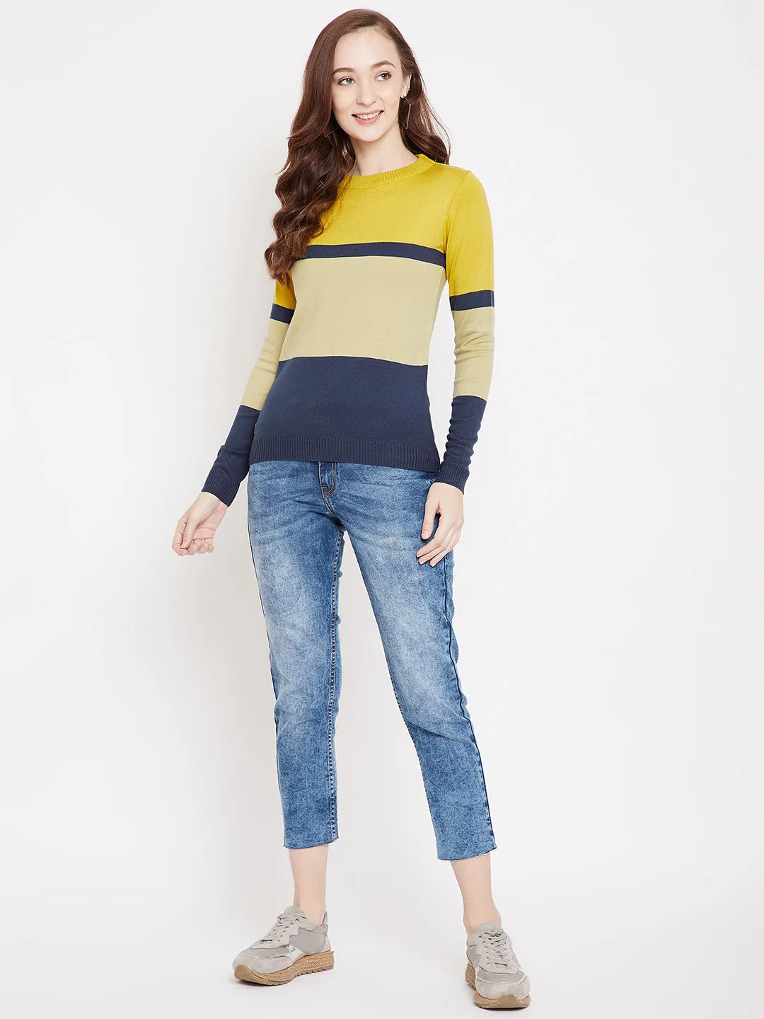 JUMP USA Women Mustard Front-Open Sweater