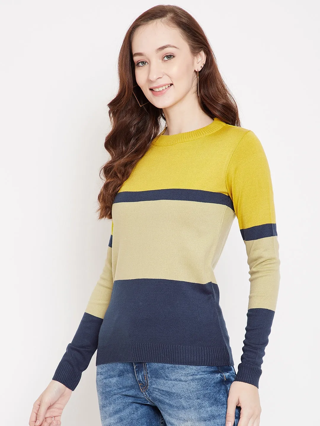 JUMP USA Women Mustard Front-Open Sweater