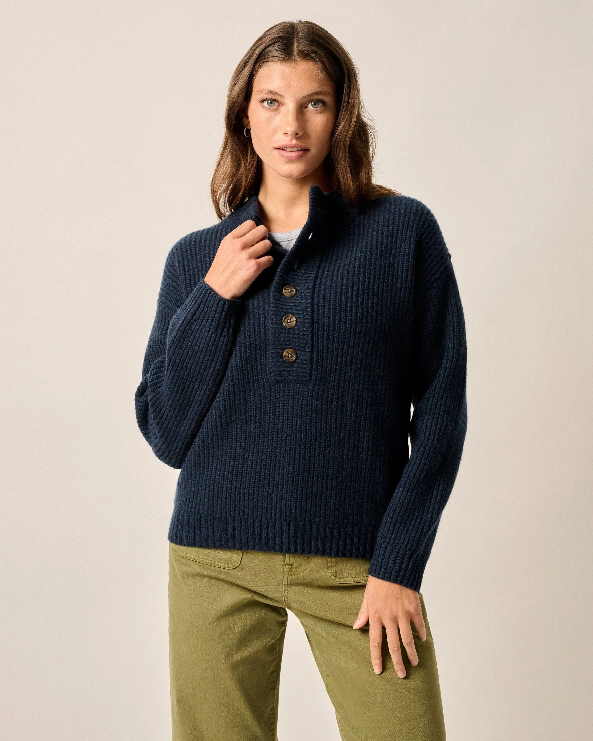 Kerrigan Cashmere Blend Henley Sweater