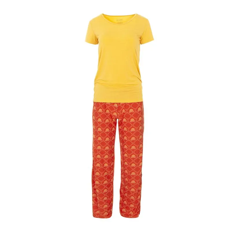 Kickee Pants Women's Short Sleeve Loosey Goosey Tee & Pant Set