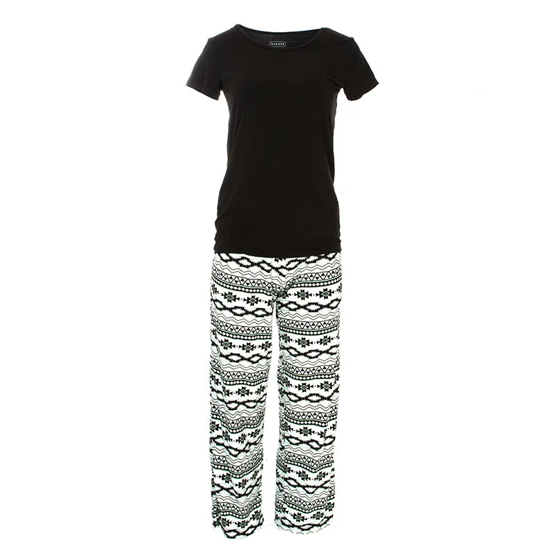 Kickee Pants Women's Short Sleeve Loosey Goosey Tee & Pant Set