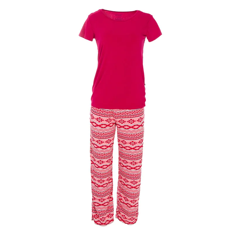 Kickee Pants Women's Short Sleeve Loosey Goosey Tee & Pant Set