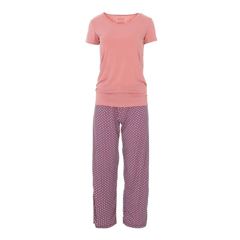 Kickee Pants Women's Short Sleeve Loosey Goosey Tee & Pant Set