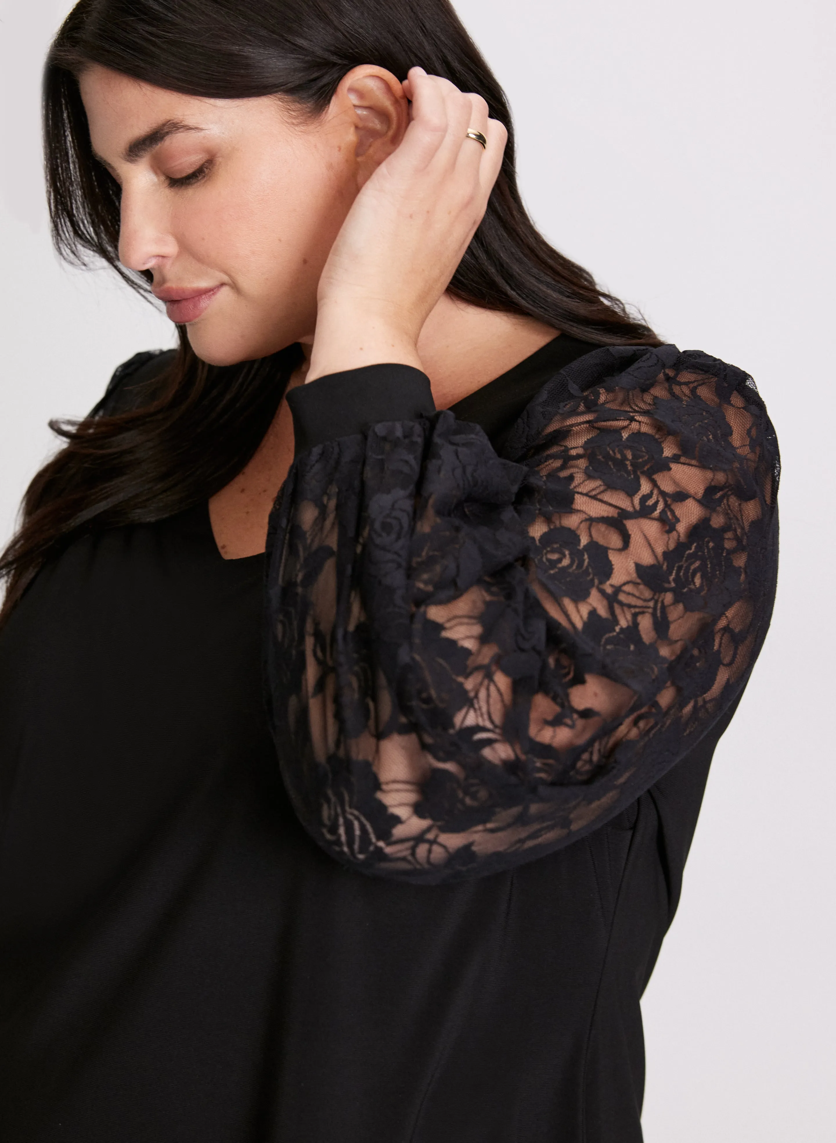 Lace Sleeve Tunic Top