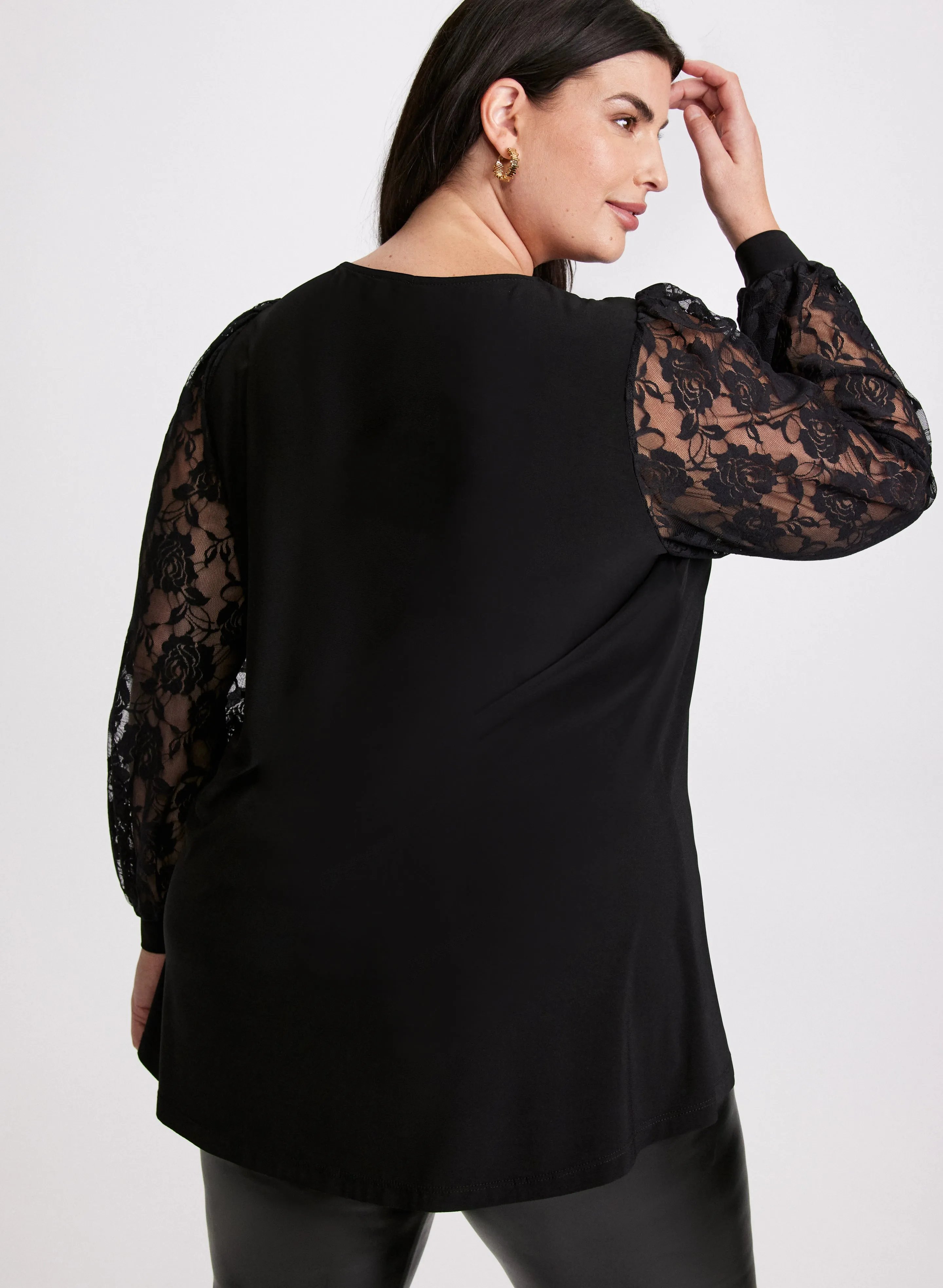 Lace Sleeve Tunic Top