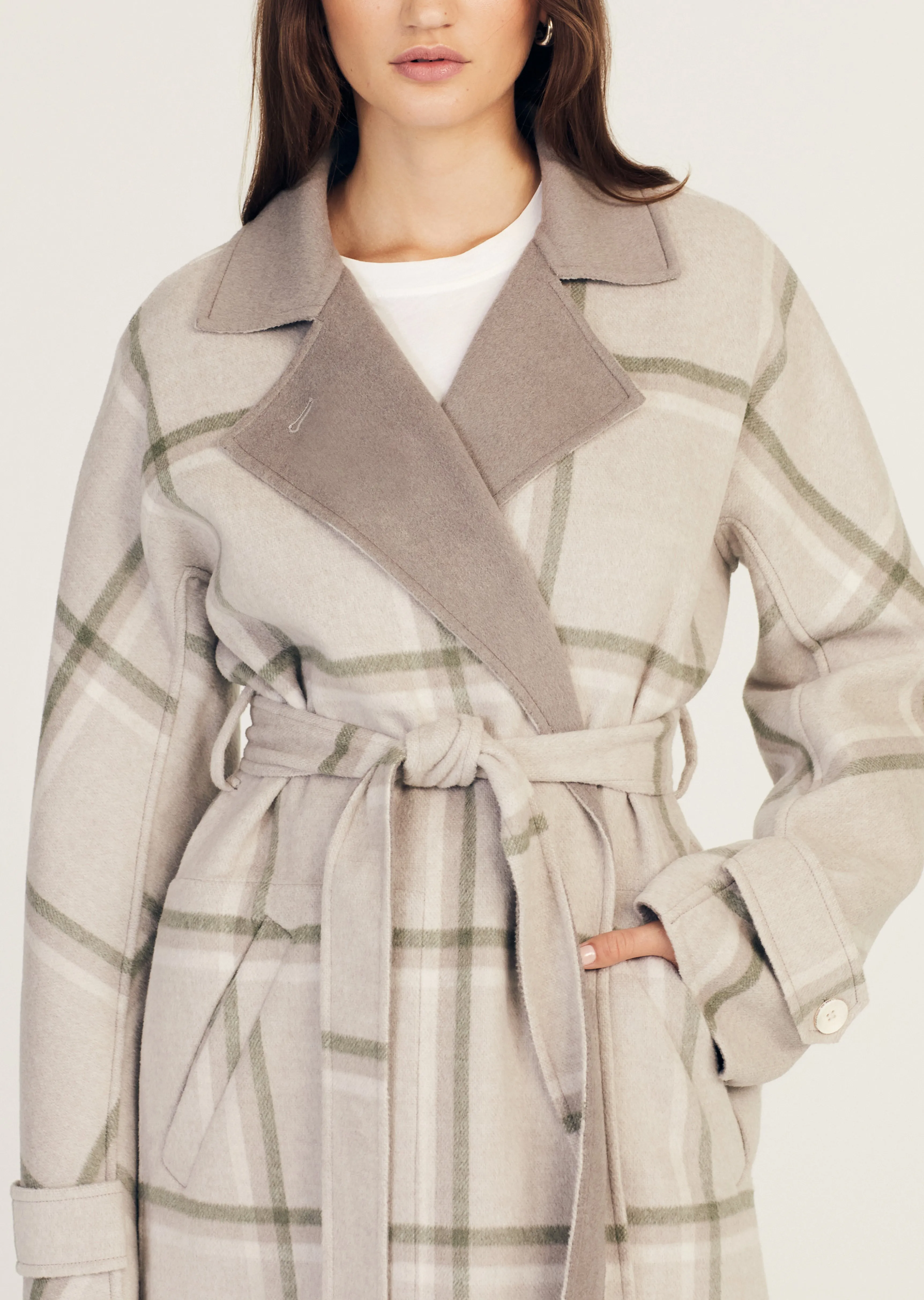 Leone Reversible Double Face Wool Coat - Grey-Sage