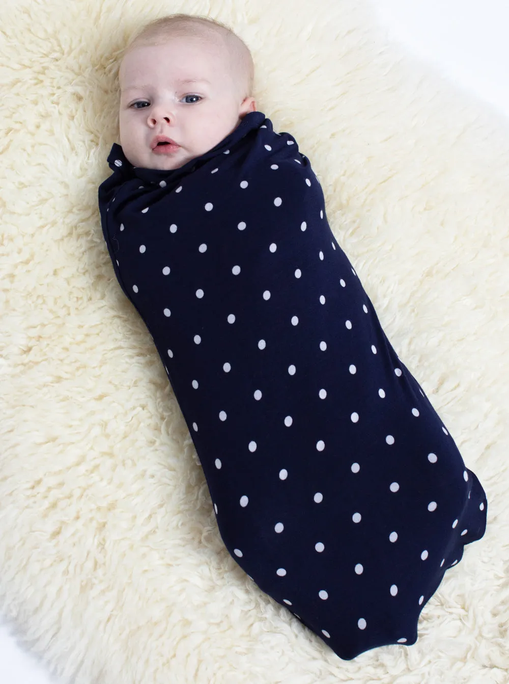 Maternity Top & Pants Pajamas Set   Free Baby Wrap - Navy Polkadots