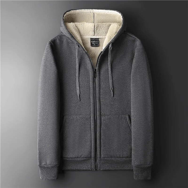 Men's Zip-up Thick Warm Hoodie with Pockets / Thermal Clothes - SF0340